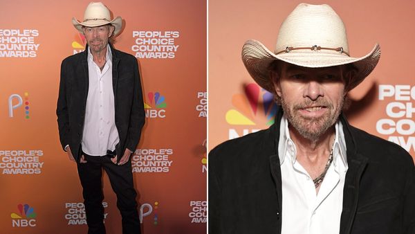 Toby Keith sports cowboy hat and blazer at Petition Choice Country Awards