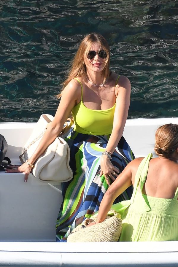 Sofia Vergara is seen on vacation with friends on July 15, 2023 in Nerano, Italy. (Photo by MEGA/GC Images)