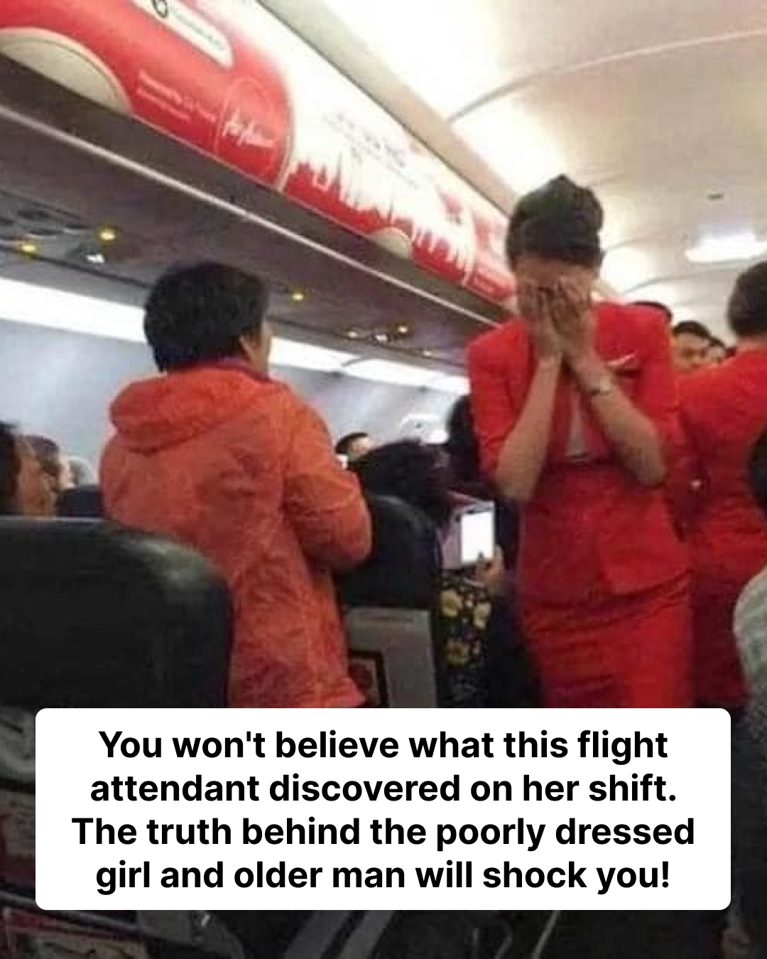 Young girl gets saved on the plane by the flight attendant