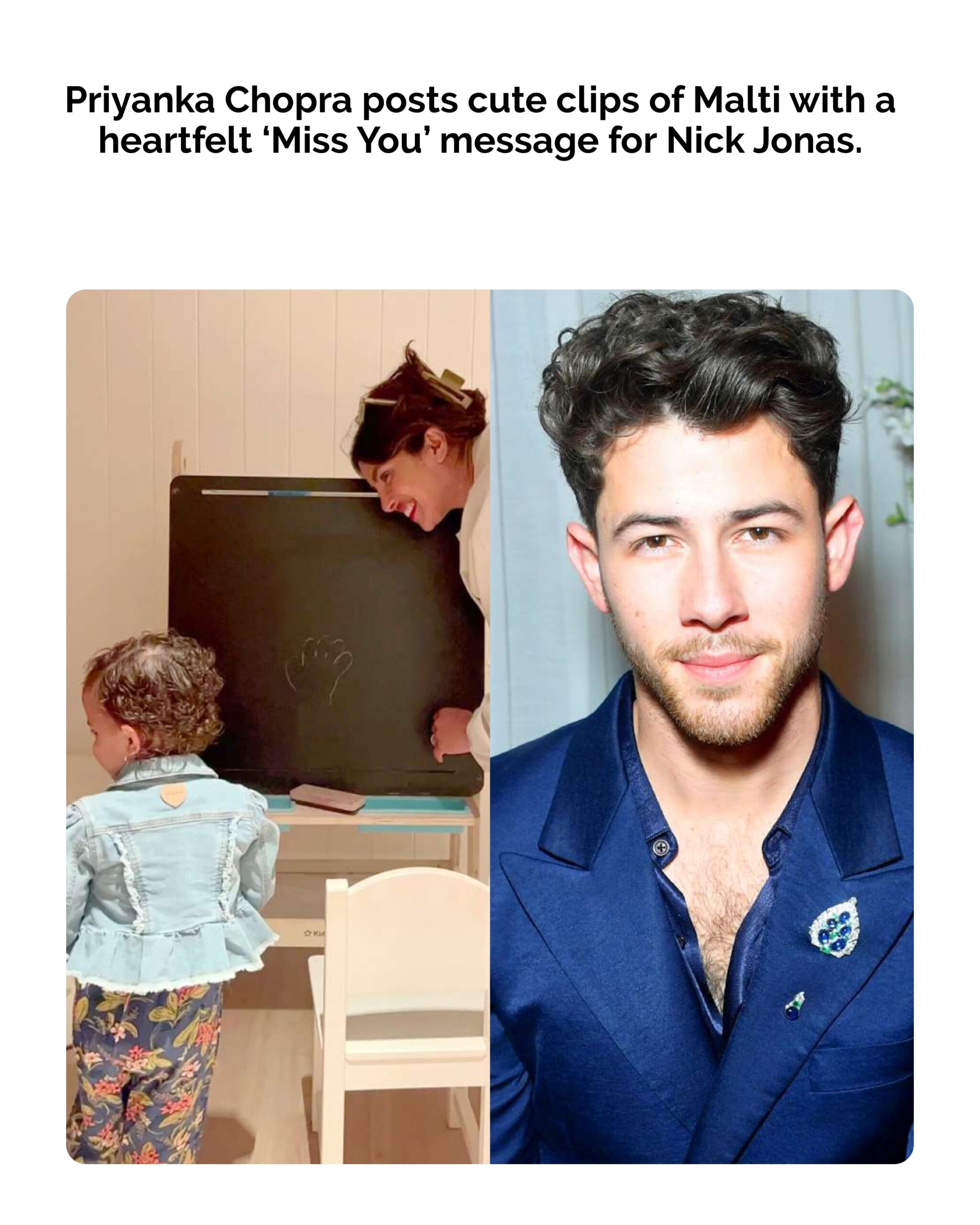 Priyanka Chopra Shares Adorable Footage of Daughter Malti While Nick Jonas Is Away: ‘Miss You’