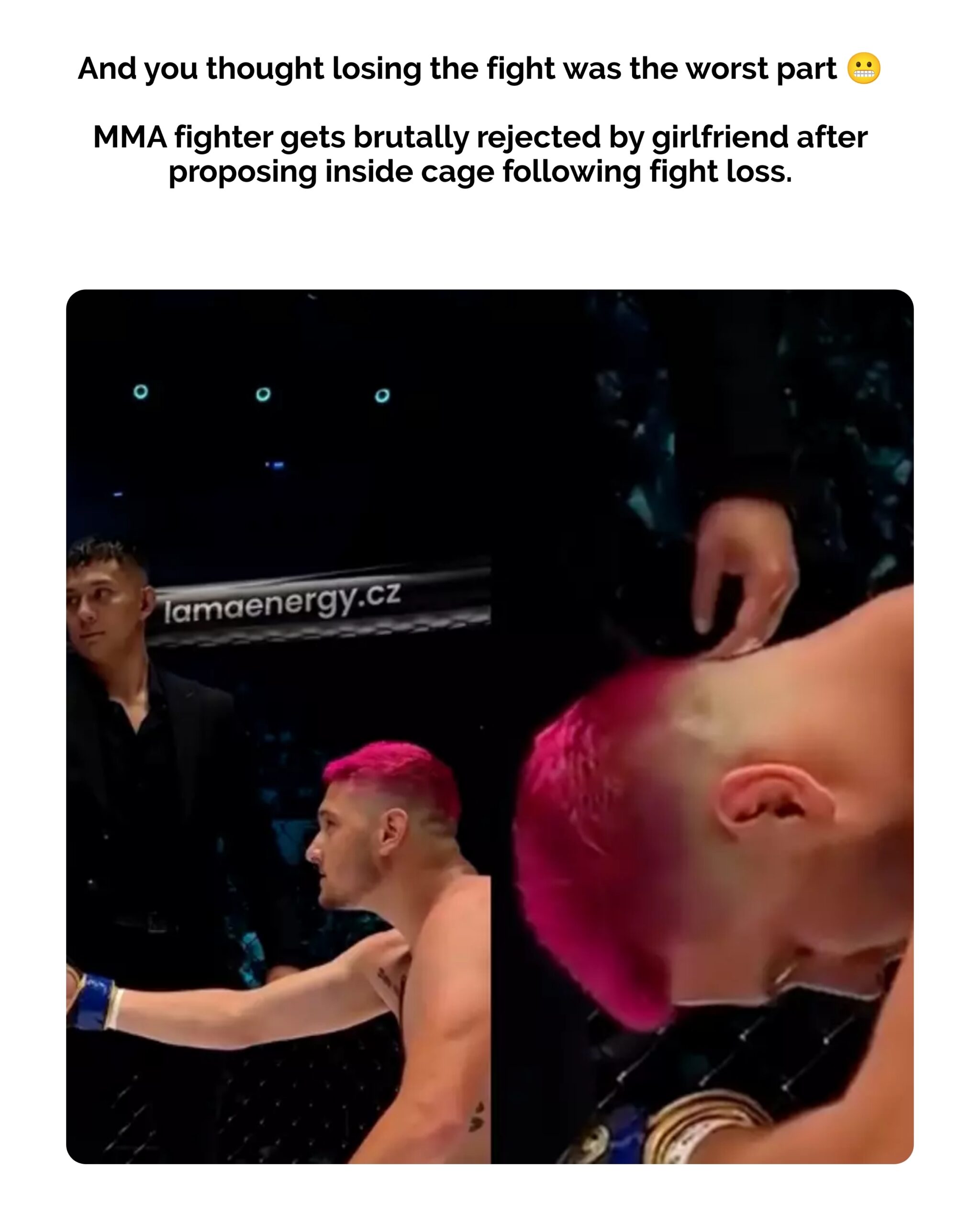 MMA Fighter Gets Brutally Rejected By Girlfriend After Proposing Inside Cage Following Fight Loss