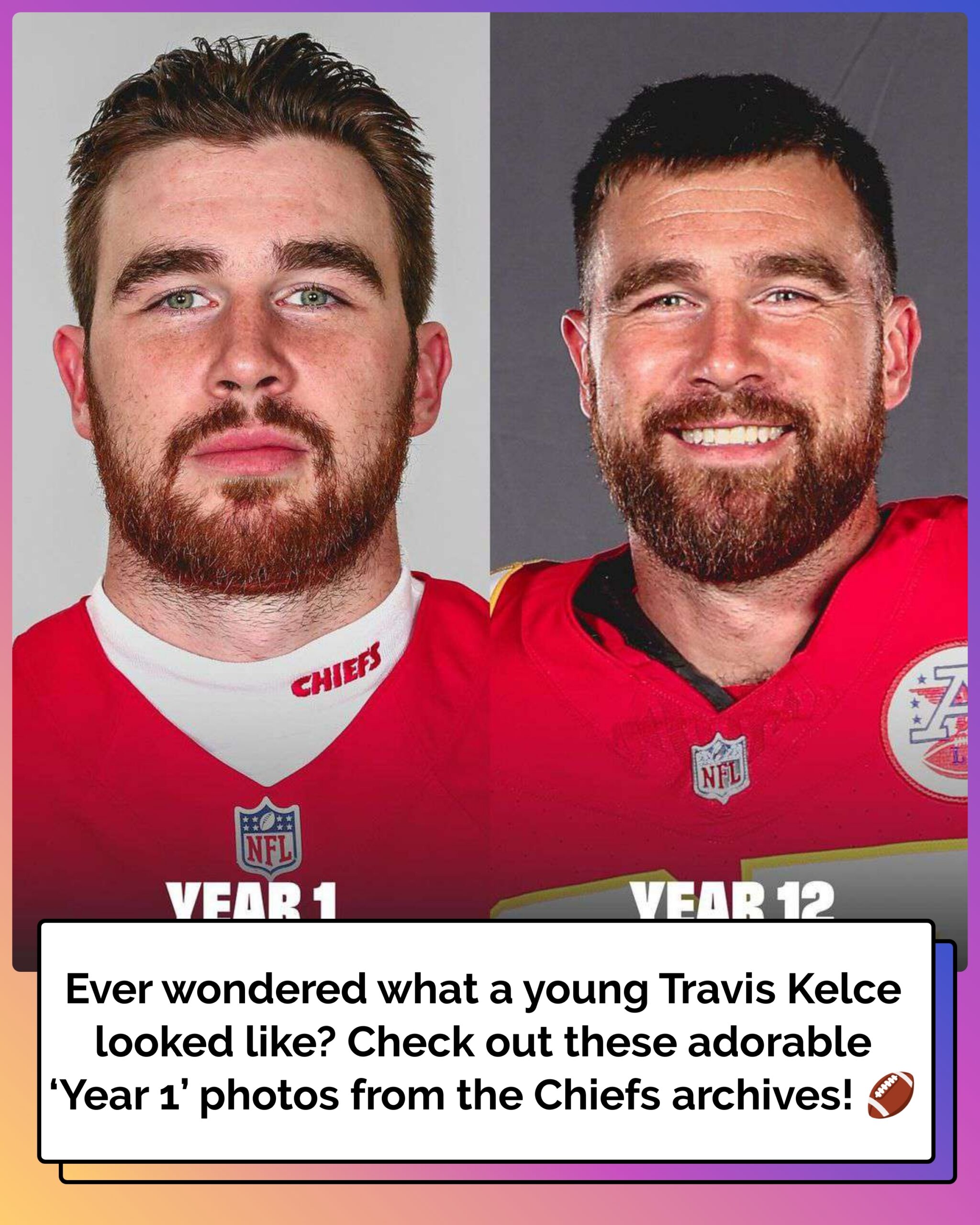 Travis Kelce Looks Fresh Faced in ‘Year 1’ Photo Shared from Kansas City Chiefs ‘Archives’