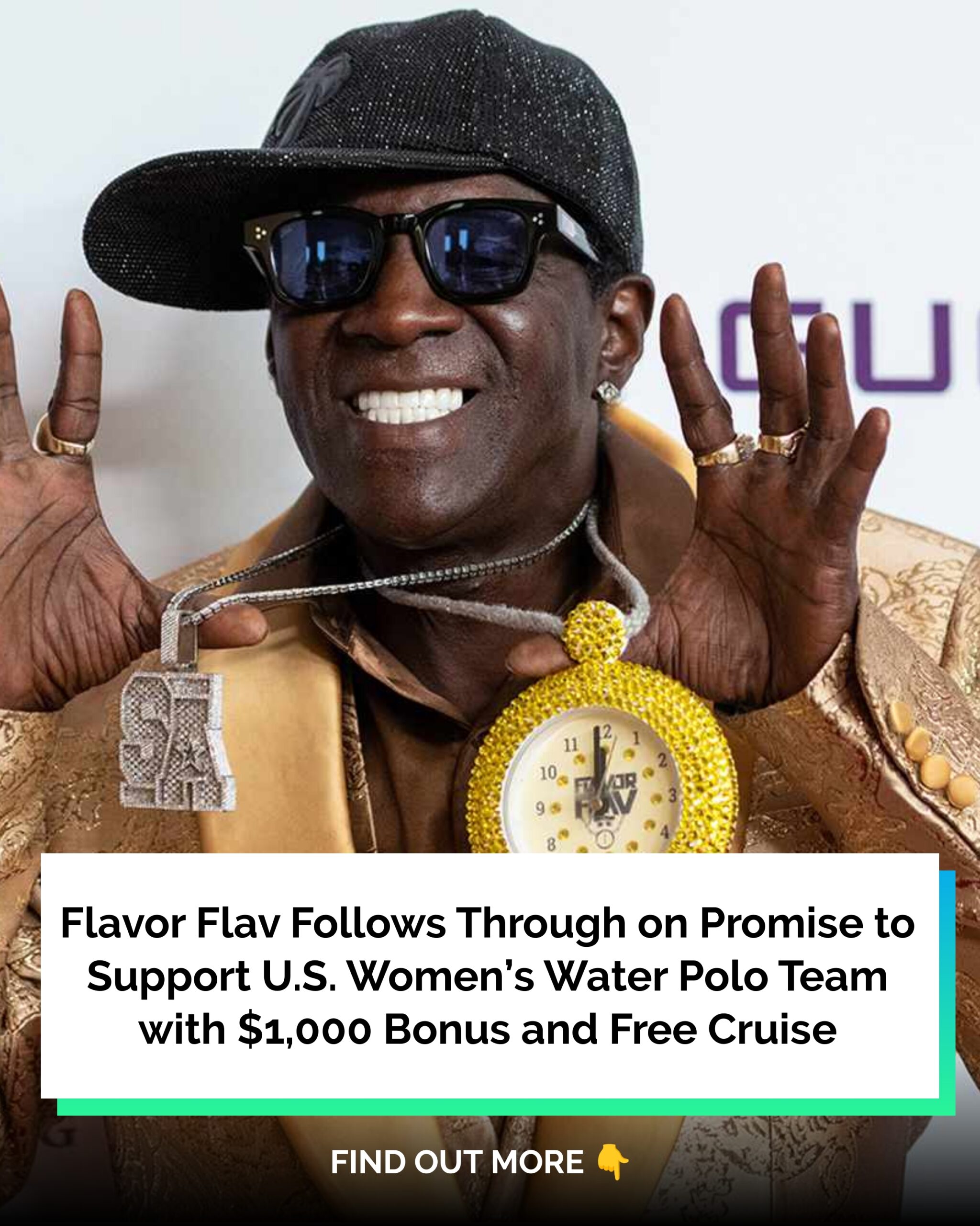 Flavor Flav Follows Through on Promise to Support U.S. Women’s Water Polo Team with $1,000 Bonus and Free Cruise