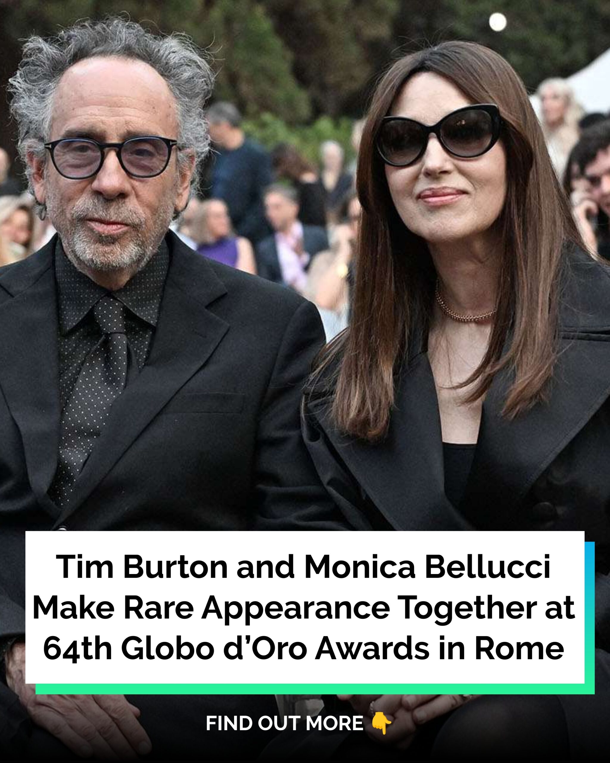Tim Burton and Monica Bellucci Make Rare Appearance Together at 64th Globo d’Oro Awards in Rome