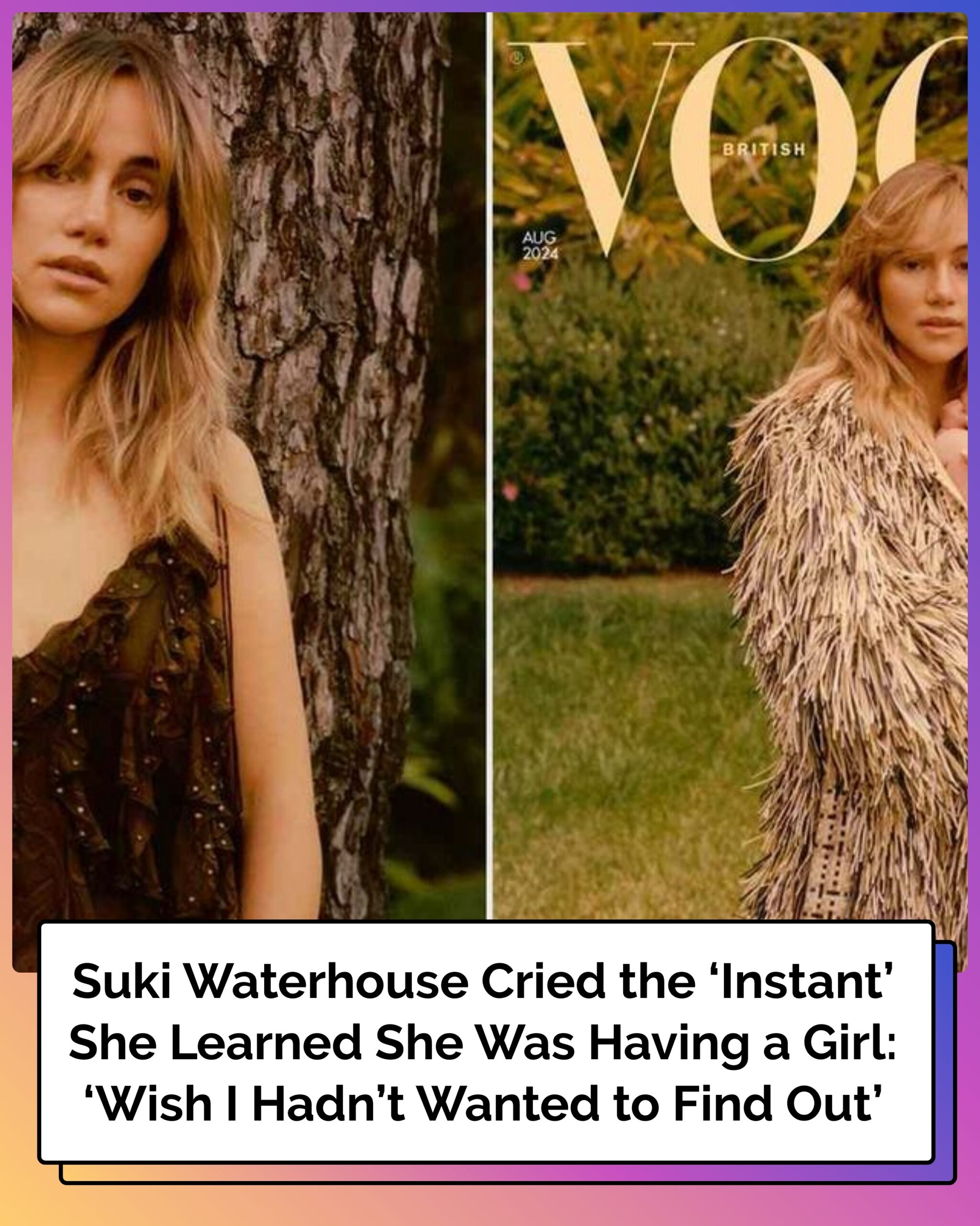 Suki Waterhouse Cried the ‘Instant’ She Learned She Was Having a Girl: ‘Wish I Hadn’t Wanted to Find Out’